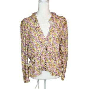 Zadig & Voltaire Tresse Crepe Liberty Wings Floral Ruffled Top Size Small